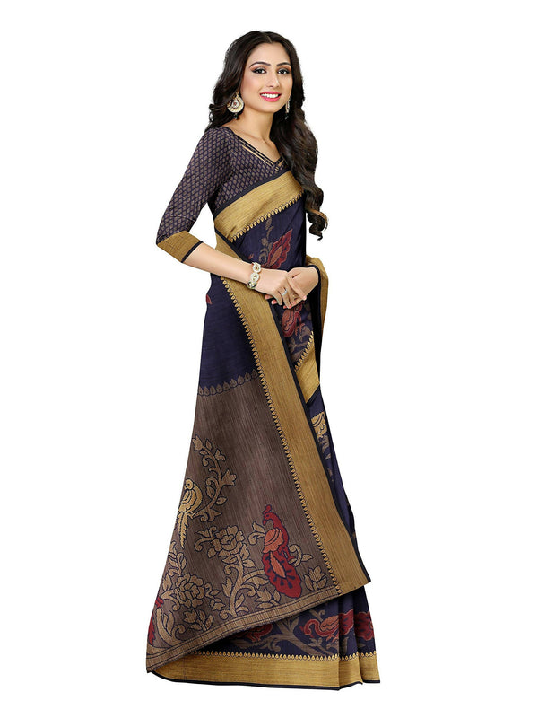 Mimosa Women's Kanchipuram Art Silk Navy Blue Saree - Distacart