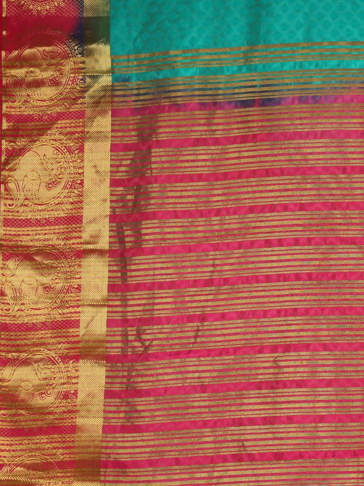 Kalamandir Floral Green Pashmina Saree