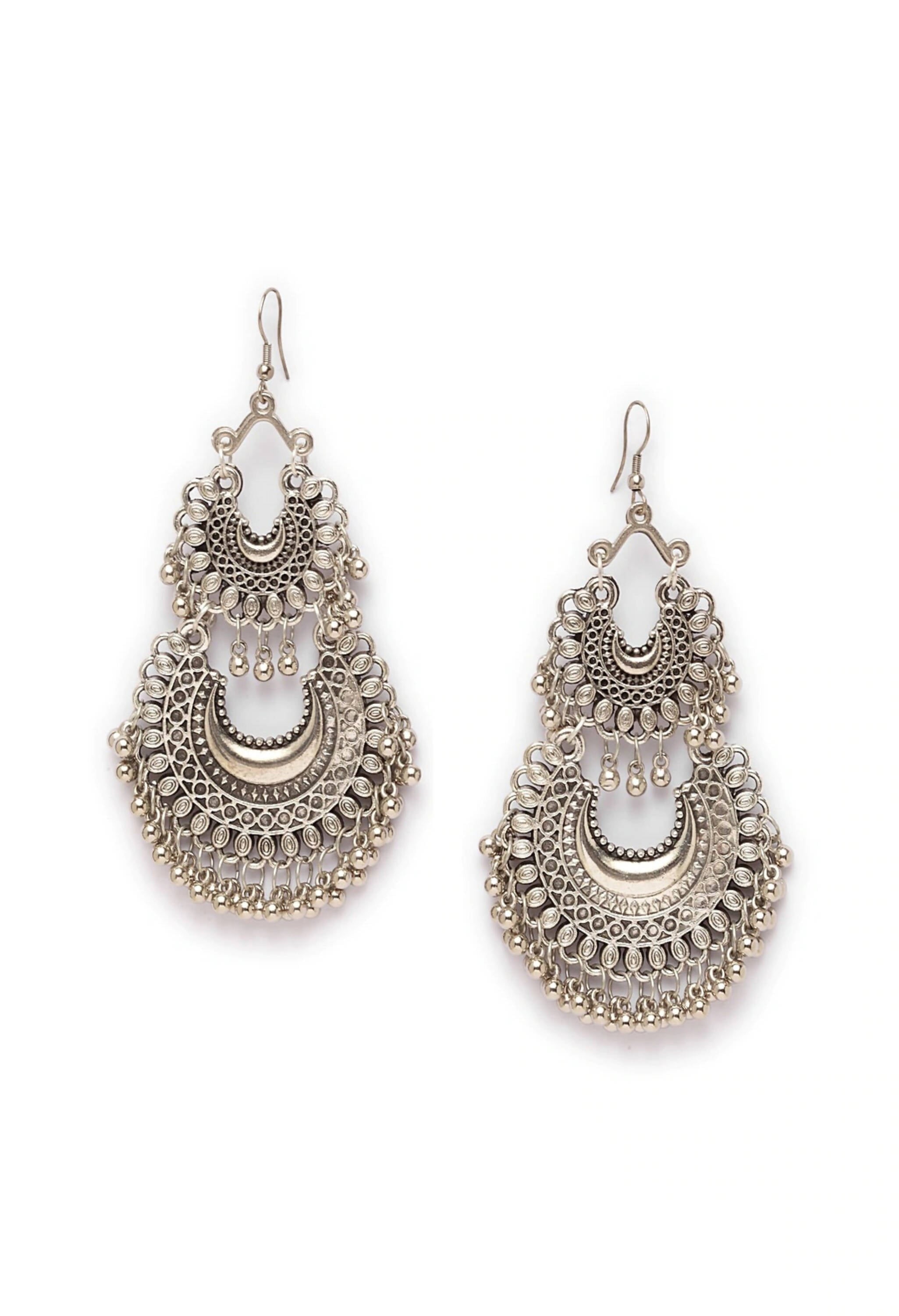 Mominos Fashion Johar Kamal Silver-Plated Chandbali Earrings For Women - Distacart
