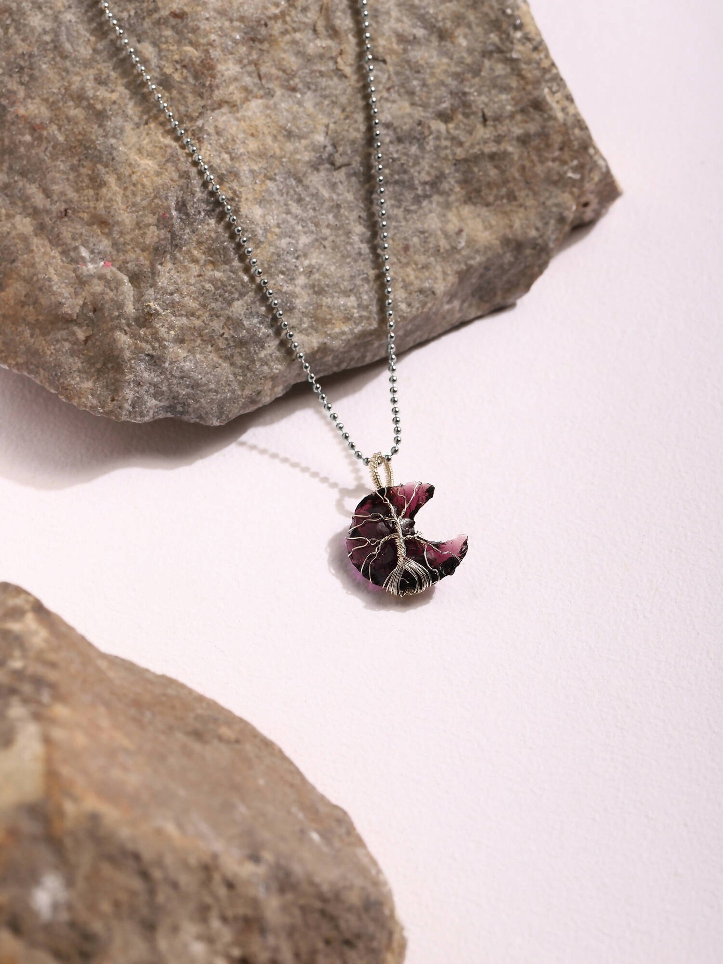 Women's Silver-Toned Purple Silver-Plated Handcrafted Chain - Ruby Raang - Distacart