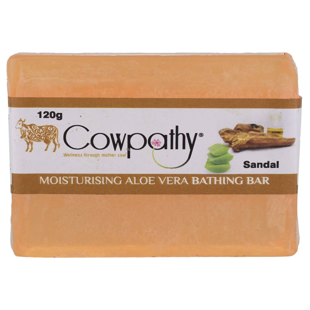 Cowpathy Sandal Moisturising Aloe Vera Bathing Bar (120 GM) - Distacart