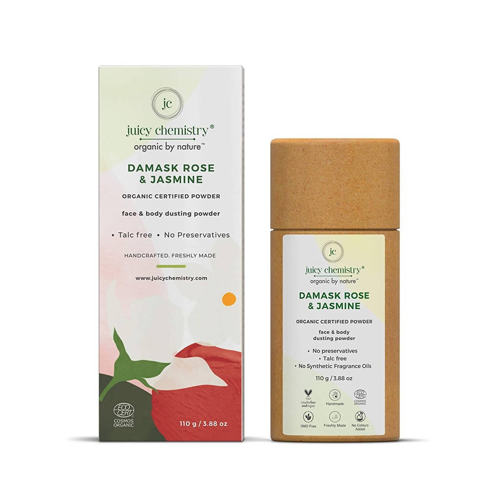 Juicy Chemistry Damask Rose & Jasmine Face & Body Dusting Powder - Distacart
