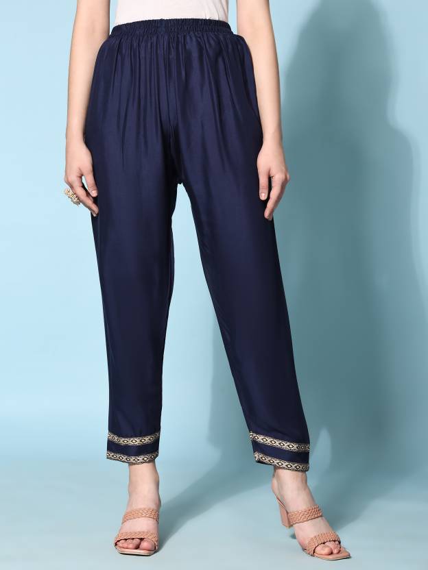 NOZ2TOZ Women's Navy Blue Viscose Rayon Kurta, Pant And Dupatta Set - Distacart