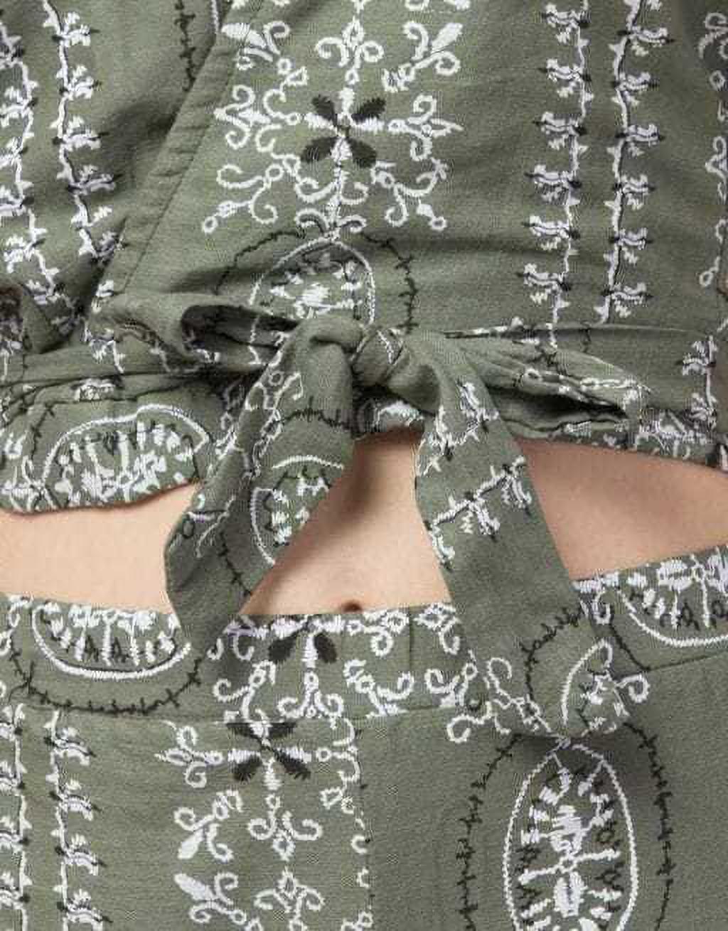 PAVONINE Pista Green Color Printed Crop Top And Flared Palazzo Set For Girls & Women - Distacart