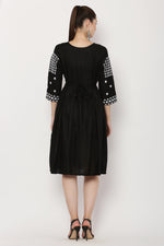 Thumbnail for PAVONINE Black Color Polka Dots Embroidery Dress For Women - Distacart