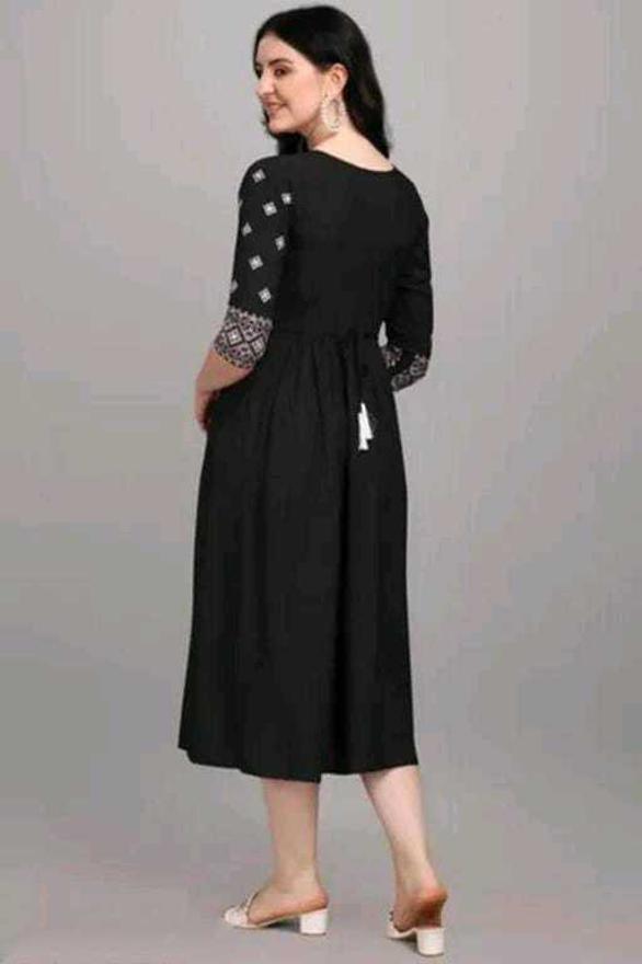 PAVONINE Black Color Burfi Design Embroidery Dress For Women - Distacart