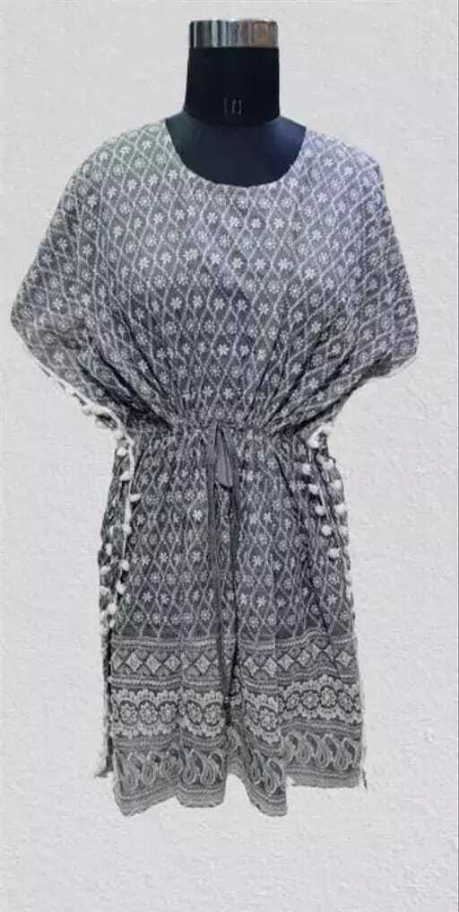 PAVONINE Grey Color Embroidery Kaftan Dress For Women - Distacart