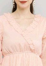 Thumbnail for PAVONINE Buta-Design With V-Neck Peach Dress For Girls & Women - Distacart