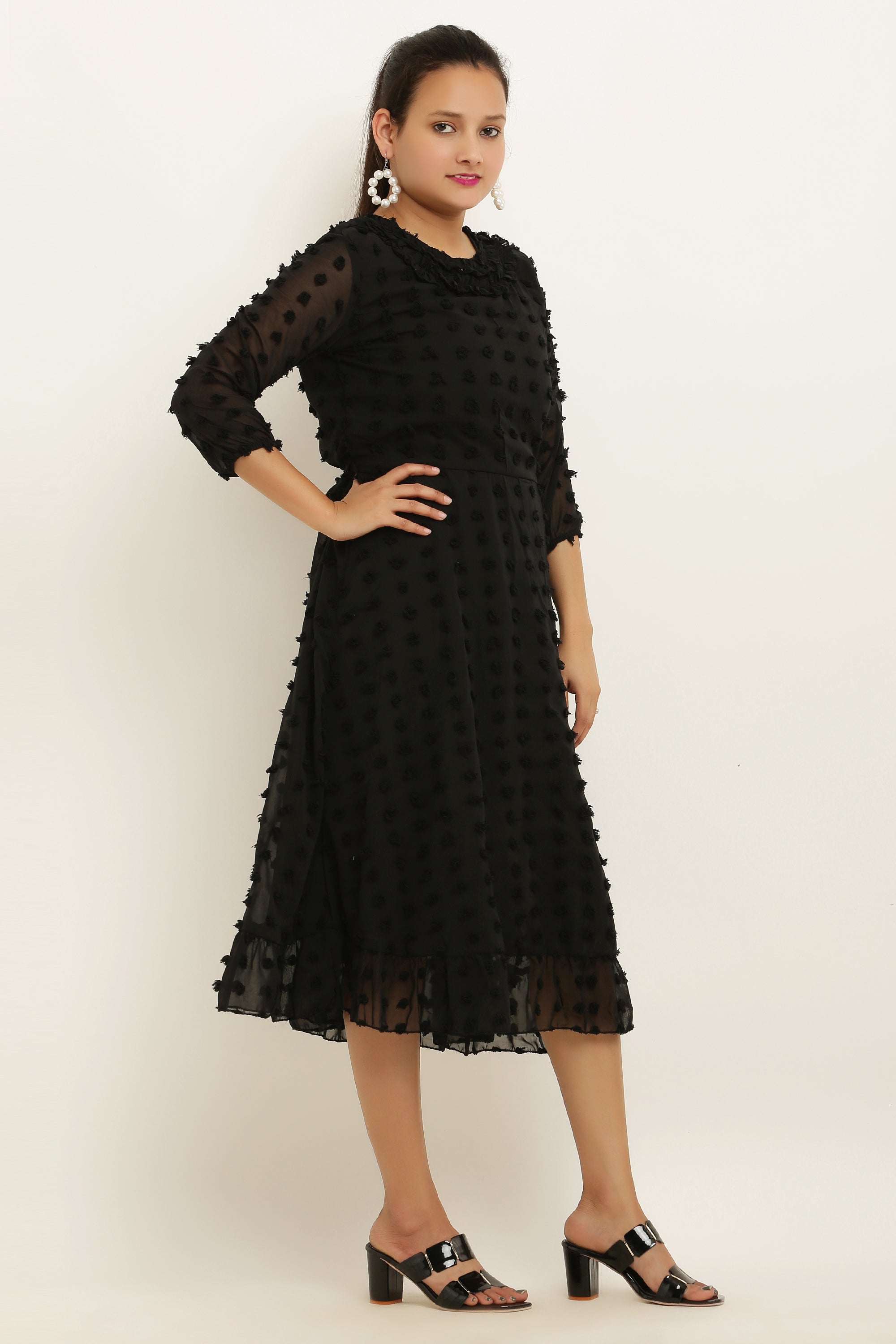 PAVONINE Buta-Design Black Dress For Girls & Women - Distacart