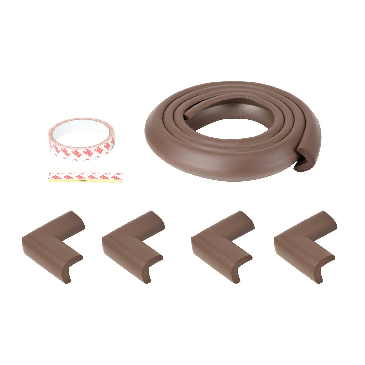 Safe-O-Kid Unique High Density L-Shaped 2 Mtr Long 2 Large Edge Guard With 8 Corner Cushions - D.Brown - Distacart