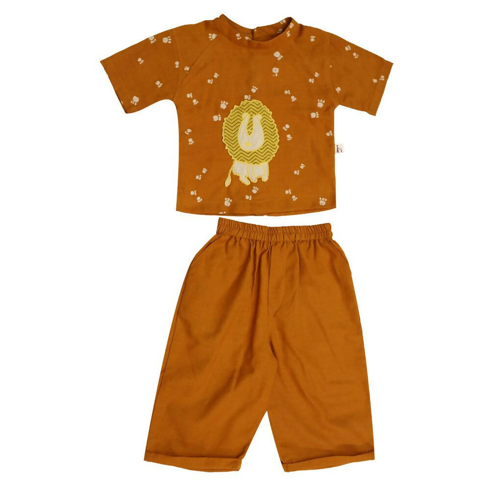 Mhyssa Oscar Half Sleeve Orange and Yellow T-shirt With Full Length Pant Set For Kids - Distacart