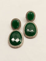 Thumbnail for Smart Dangler With Rhino Stone Border Green Earrings For Women and Girls By House of Ree - Distacart