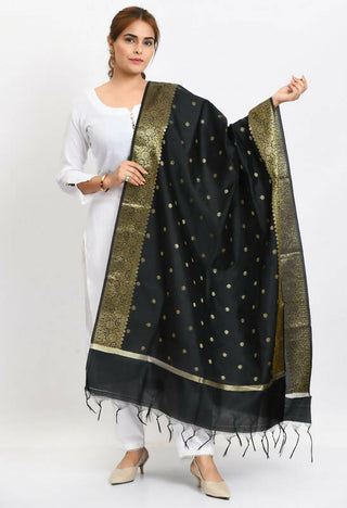 Mominos Fashion Moeza Women's Banarsi Silk Woven Design Black Dupatta - Distacart