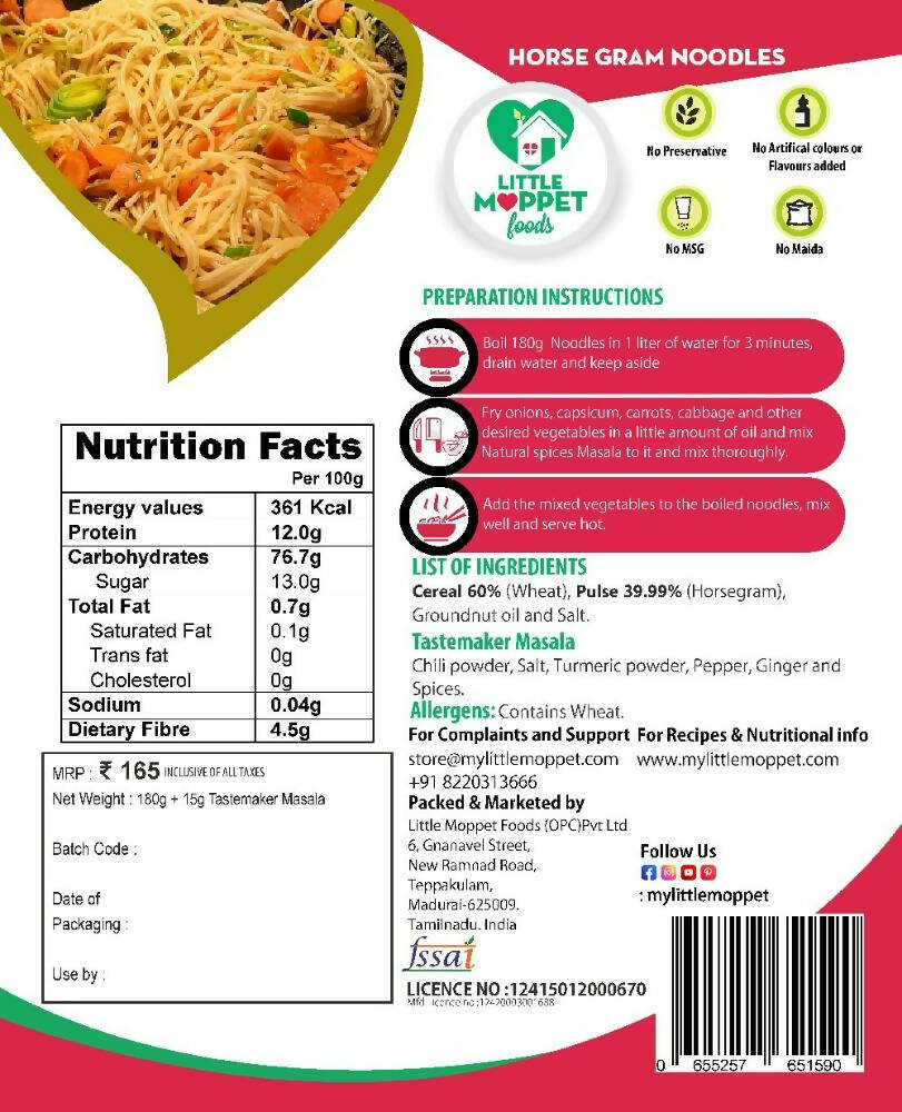 Little Moppet Foods Horse Gram Noodles - Distacart