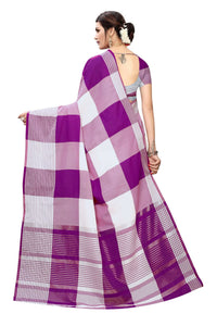 Thumbnail for Vamika Wine Cotton Silk Weaving Saree (Gamma Checks Wine) - Distacart