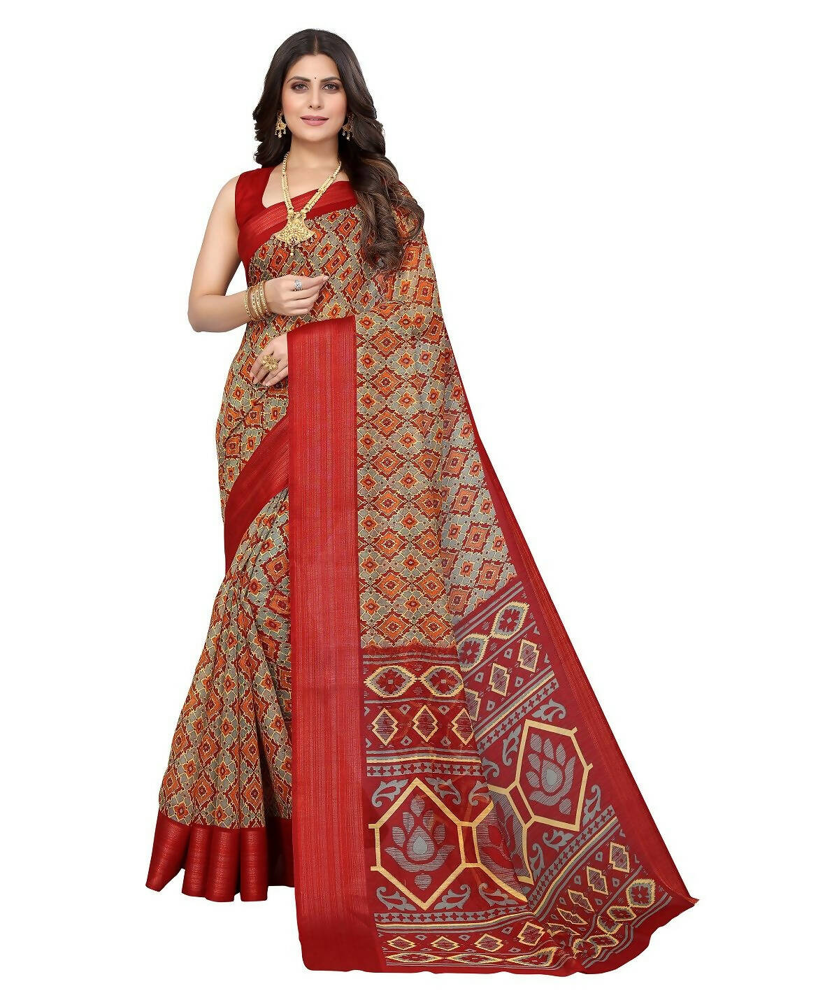 Vamika Cotton Grey Jari Border Bollywood Style Saree (VASU GREY) - Distacart