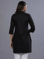 Thumbnail for Juniper Women Black Chinon Silk Mukesh Work Straight Tunic - Distacart