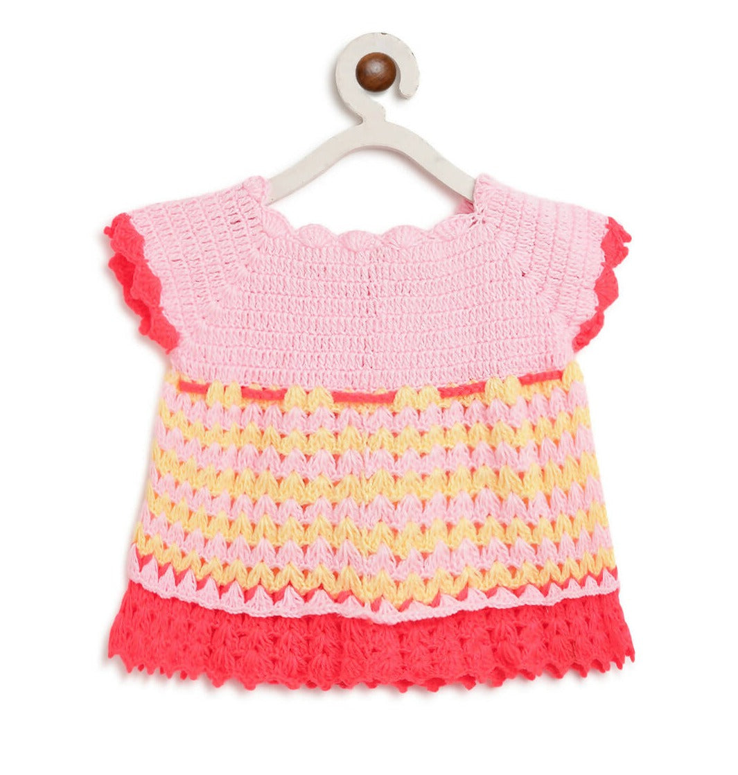 ChutPut Hand knitted Crochet Vibey Dress - Pink - Distacart
