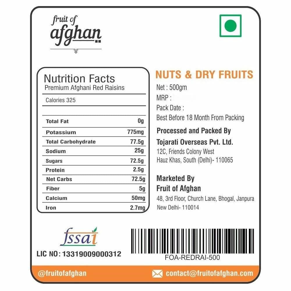 Fruit Of Premium Afghani Afghan Red Raisins - Distacart