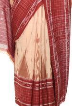 Thumbnail for Vamika Sambalpuri Ikat Cotton Scot Dali Tasrite & Maroon Saree - Distacart