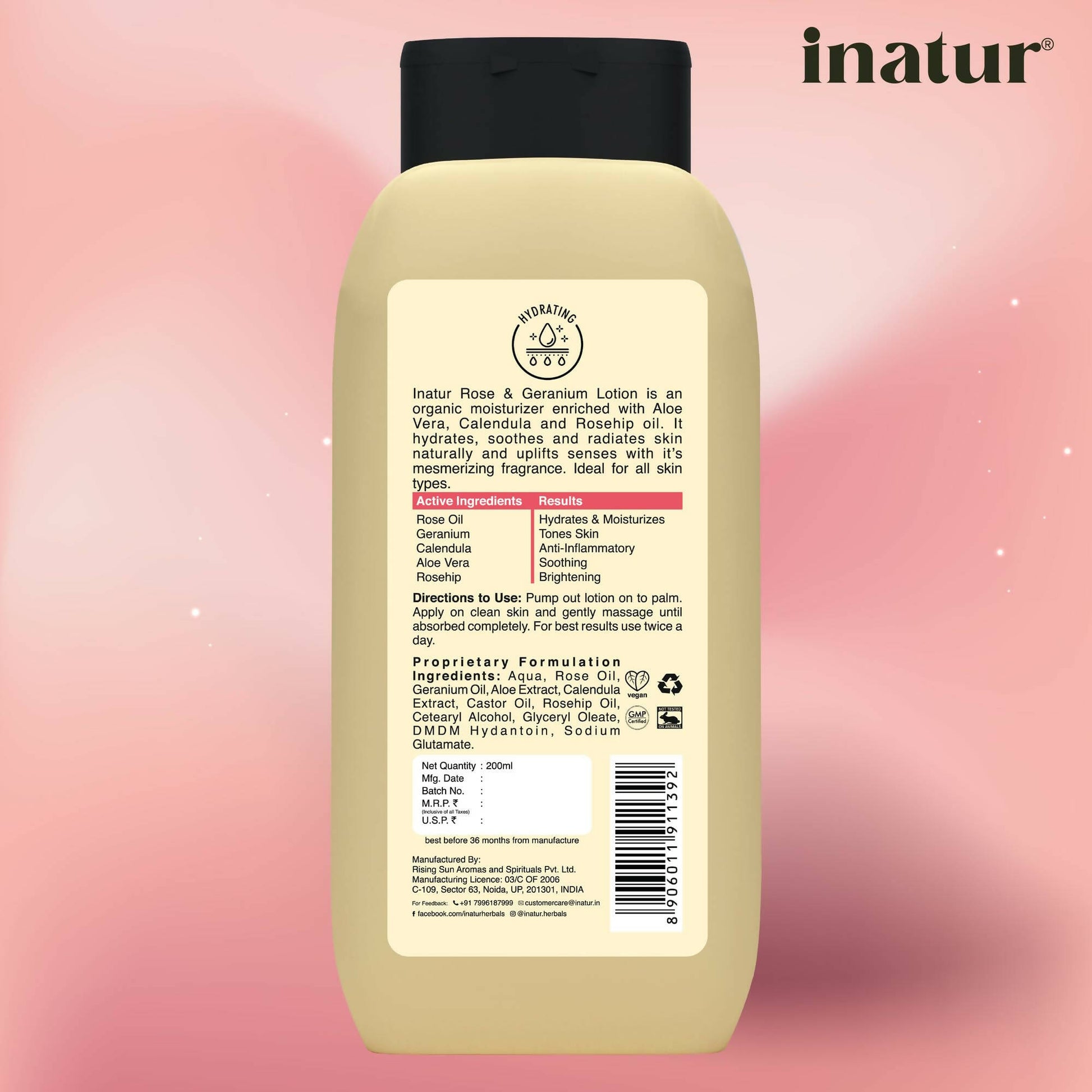 Inatur Rose and Geranium Lotion - Distacart