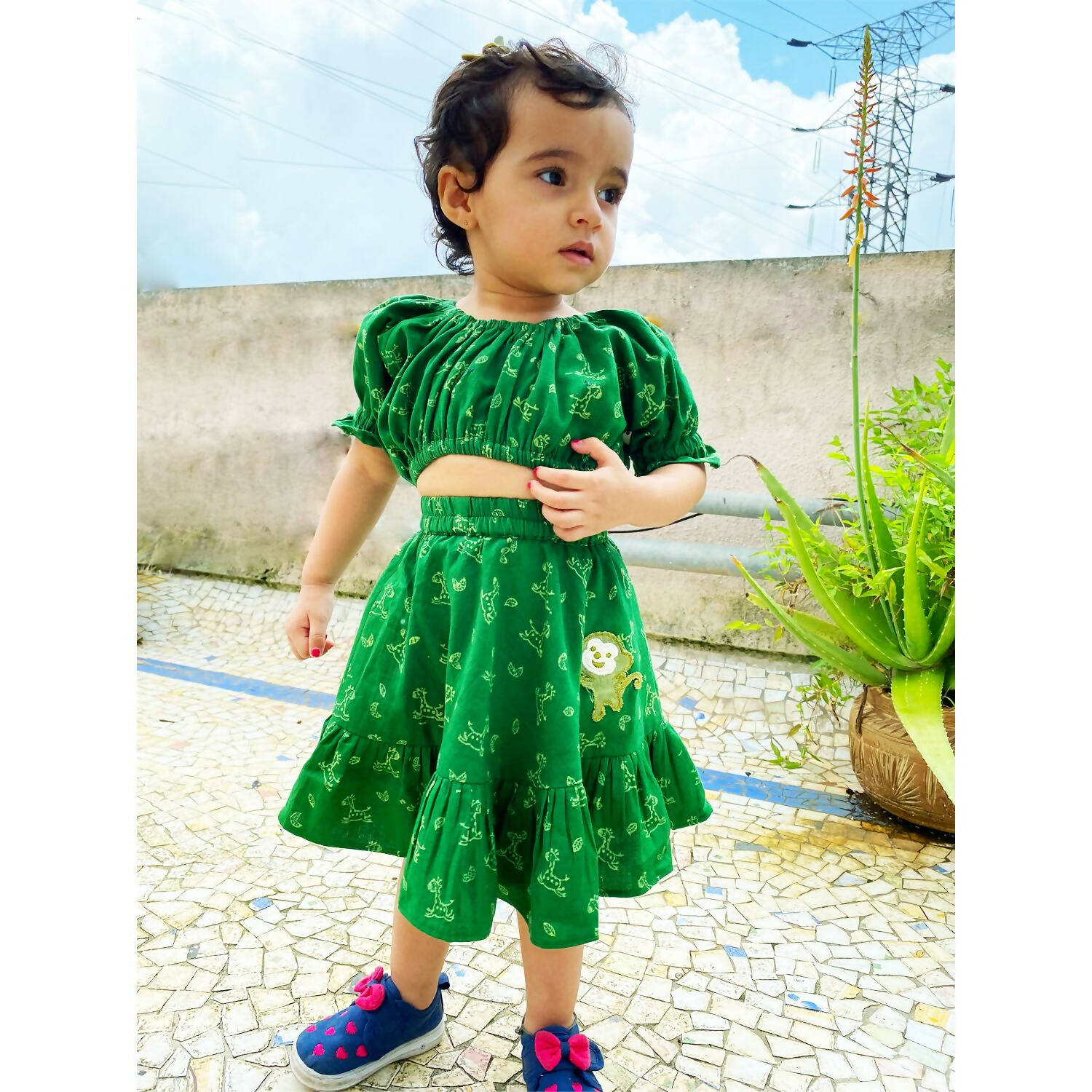 Mhyssa Green Round Neck Top and Skirt Set - Distacart