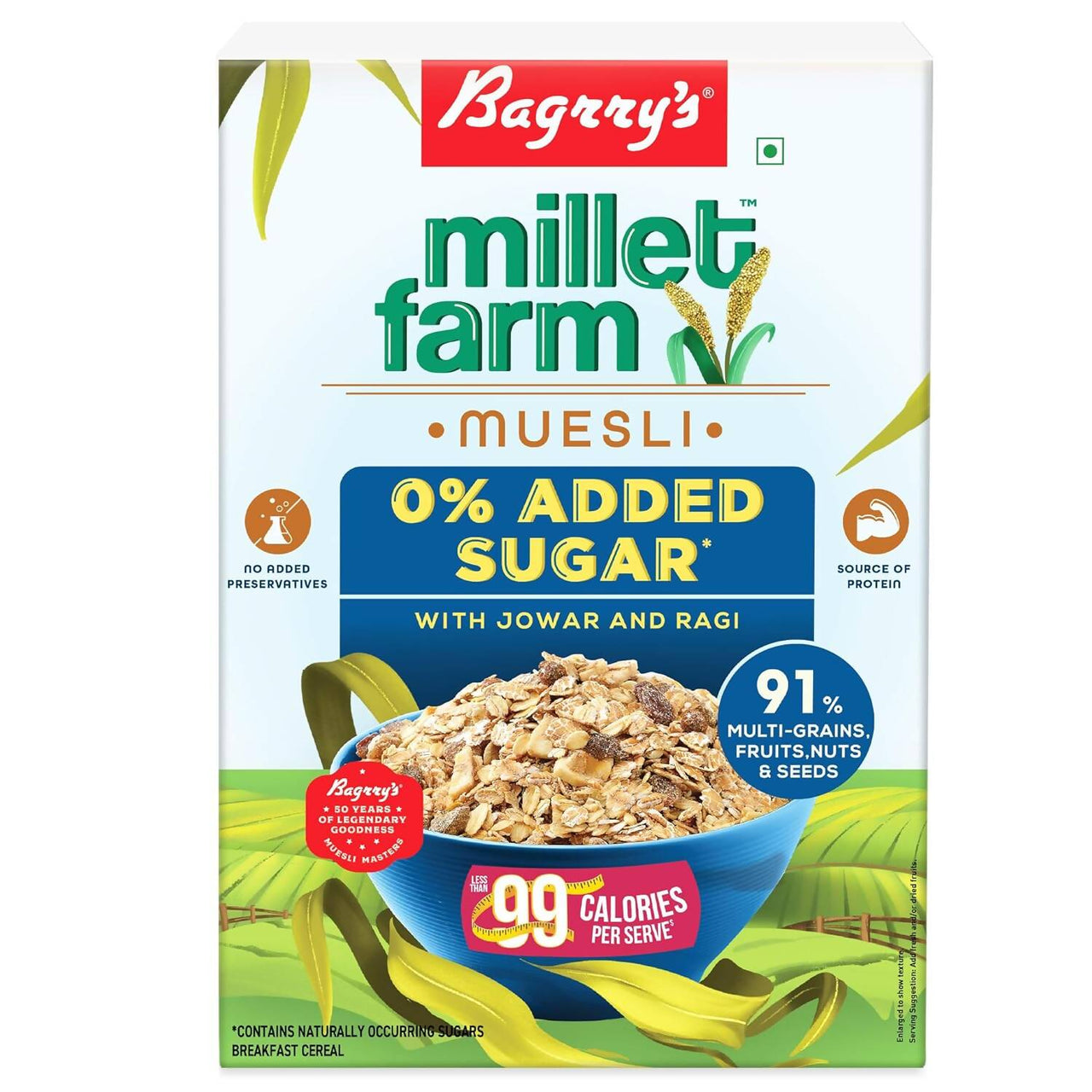 Bagrry's Millet Farm Muesli 0% Added Sugar with Jowar and Ragi - Distacart