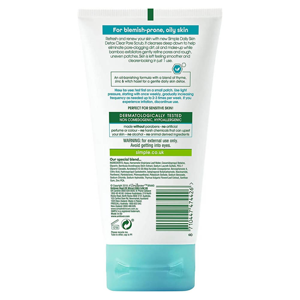 Simple Daily Skin Detox Clear Pore Facial Scrub - Distacart