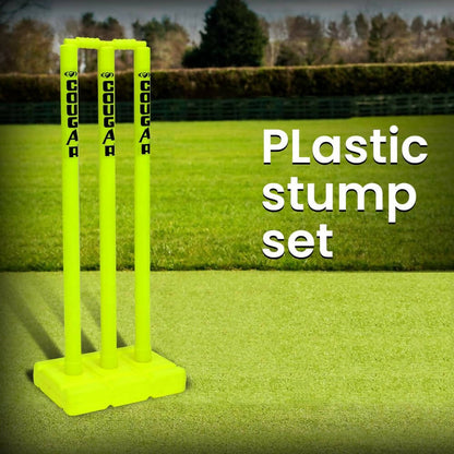 Cougar Plastic Cricket Stumps Set (Portable Plastic Wicket Set) with Stand & Bails - Distacart