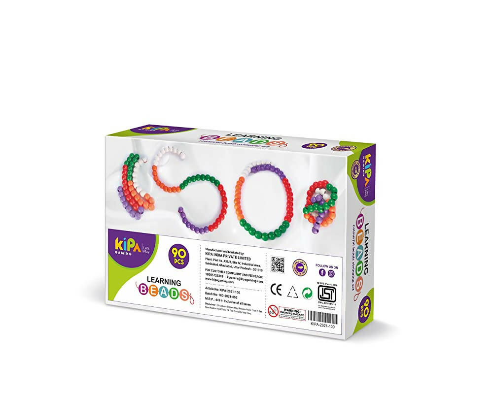 Kipa 90 Pieces Big Size Counting Beads Plastic Fun Puzzle Game for Kids-Multicolor - Distacart