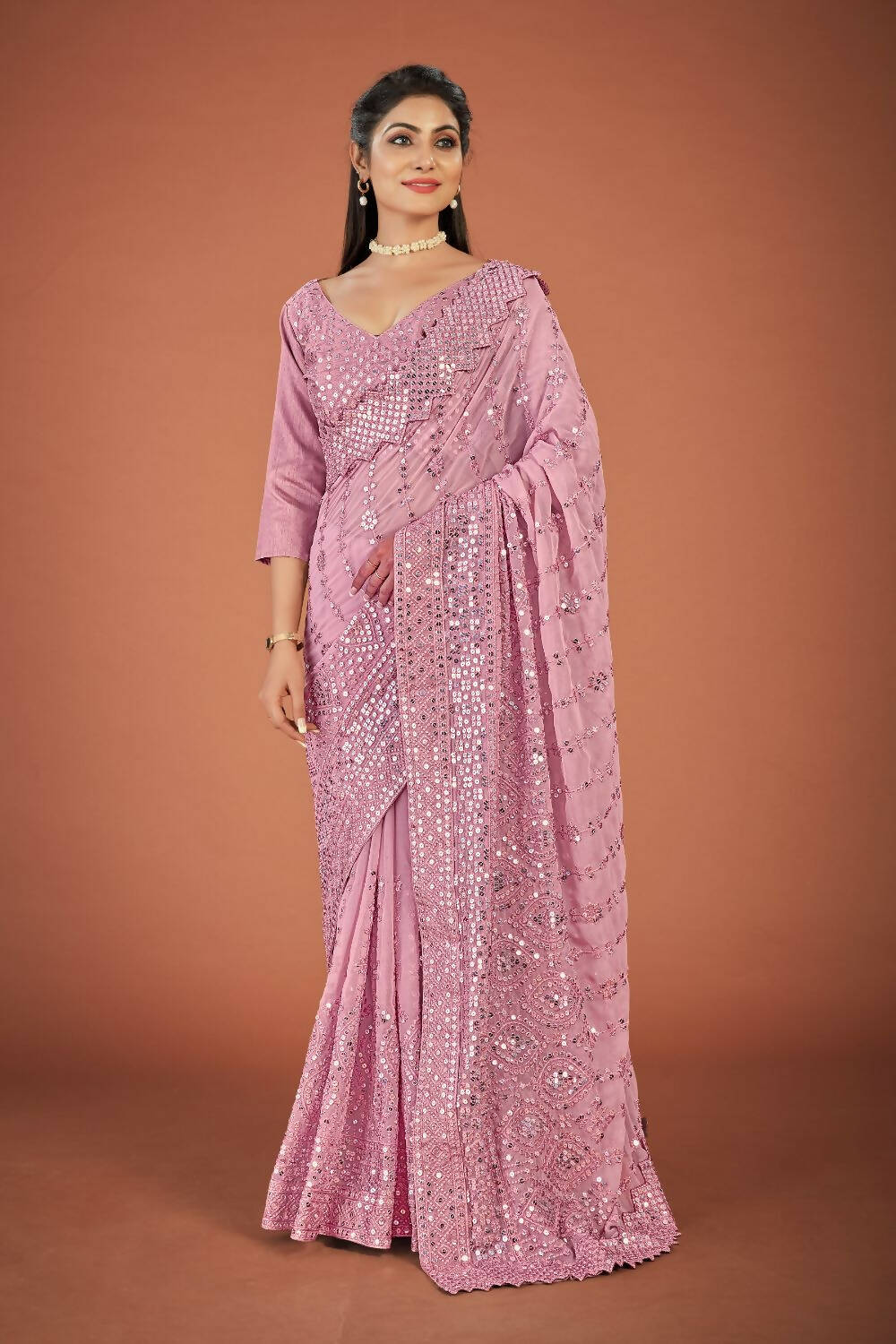 Vastrasky Onoin Georgette Designer Saree - Distacart