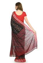 Thumbnail for Vamika Sambalpuri Ikat Cotton Dehabandha Tribal Maroon & Orange Saree - Distacart