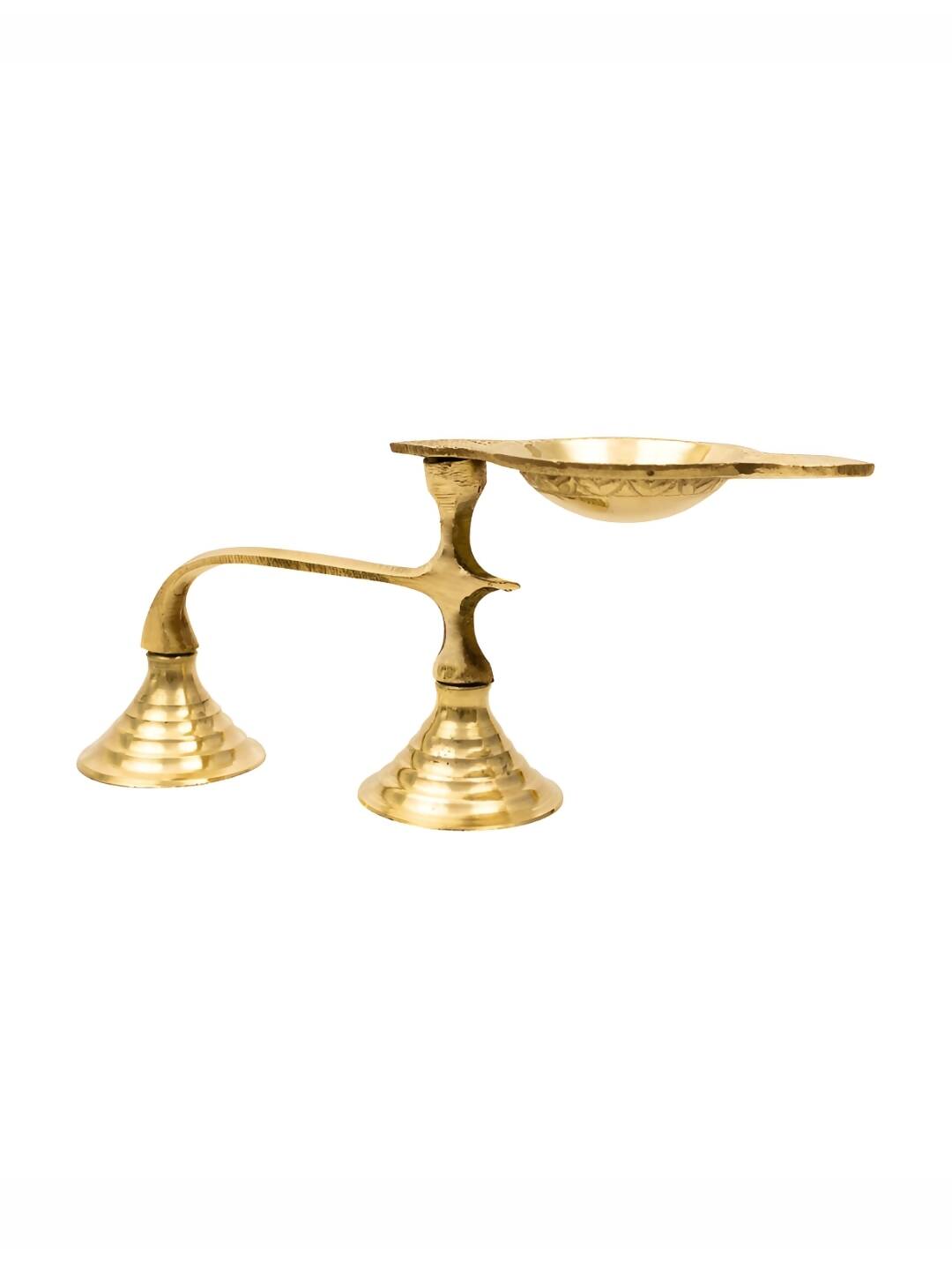 Spillbox Gold-Toned Brass Face Diya Pooja Essential - Distacart