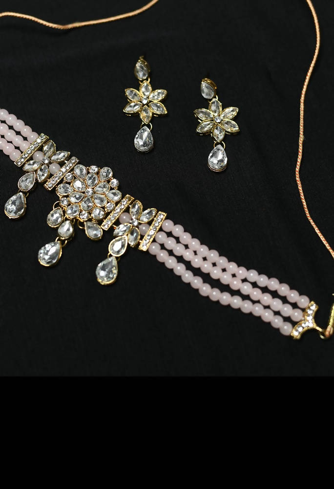 Tehzeeb Creations Latest Design Pink Colour Necklace And Earrings