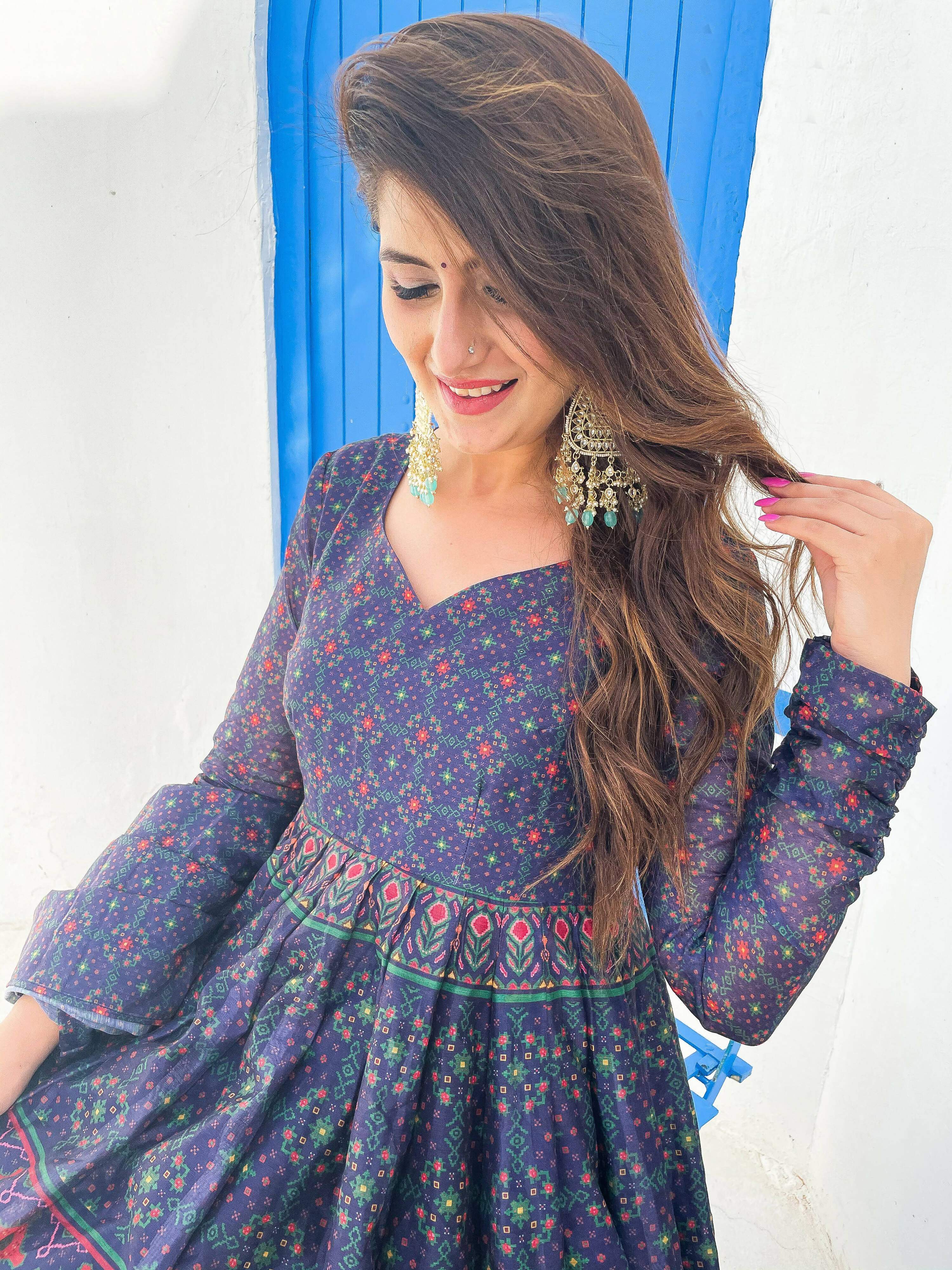 Partywear Designer Blue Chanderi Suit - Anbazaar - Distacart