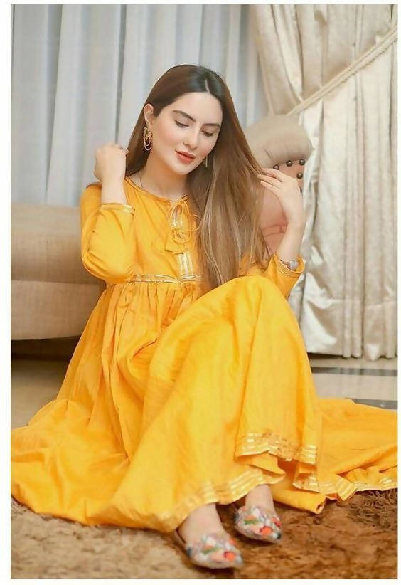 Cheera Yellow Kurta & Pant with Gota Work (CH128KP) - Distacart