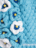 Thumbnail for Chutput Kids Woollen Hand Knitted Pearl Embellished Floral Detailed Cap - Blue - Distacart