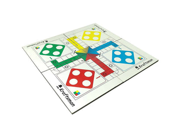 Kraftsman Wooden Portable Ludo Board Game for Kids and Adults (11×11 Inches) | Travel Pouch Included for Pawns and Dice - Distacart
