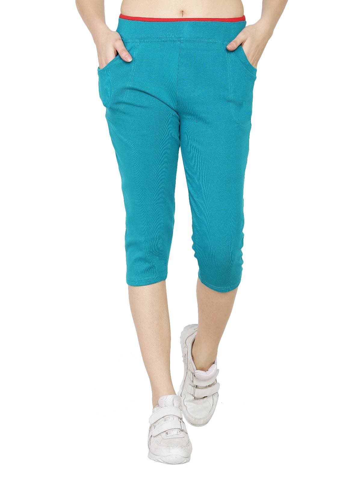 Asmaani Turquoise Color Capri Type with Two Side Pockets.