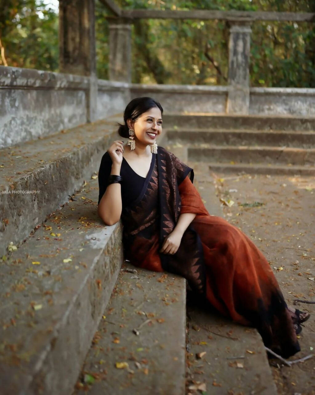 DEIANA'S Beautiful Golden Jari with New Design Soft Lichi Silk Saree - Orange - Distacart