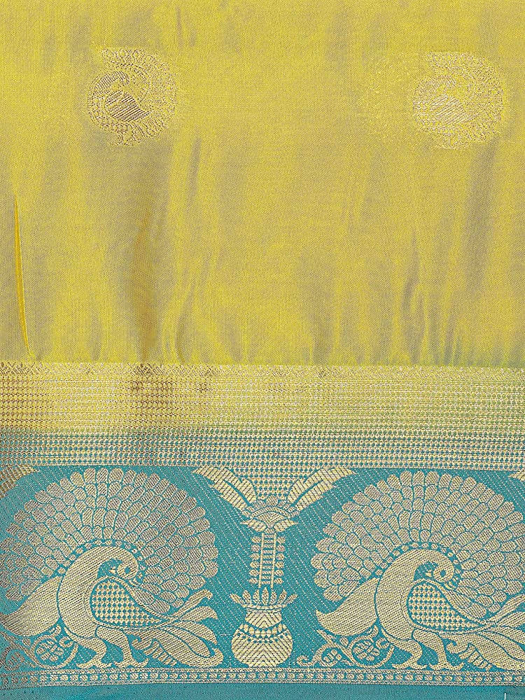 Mimosa Women's Yellow Mysore Silk Crepe Saree With Blouse