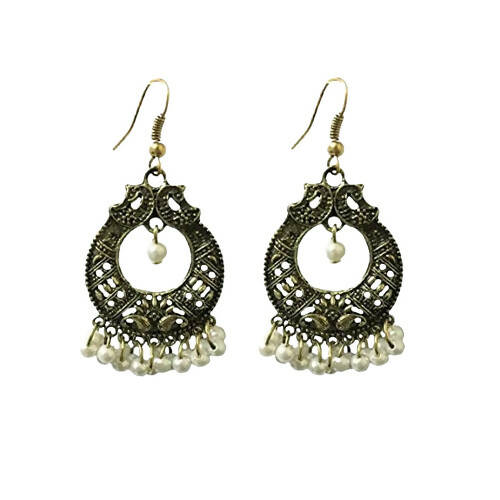 Tiaraa Women's Alloy Ethnic Polki Pearl Earrings (White) - Distacart