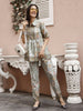 Off White Rayon Paisley Printed Top with Matching Bottom - Eesha - Distacart