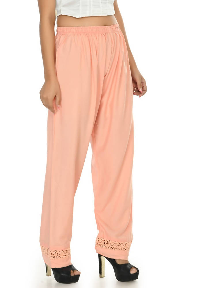 Mominos Fashion Moeza Reyon Cotton Peach Color Straight Palazzo