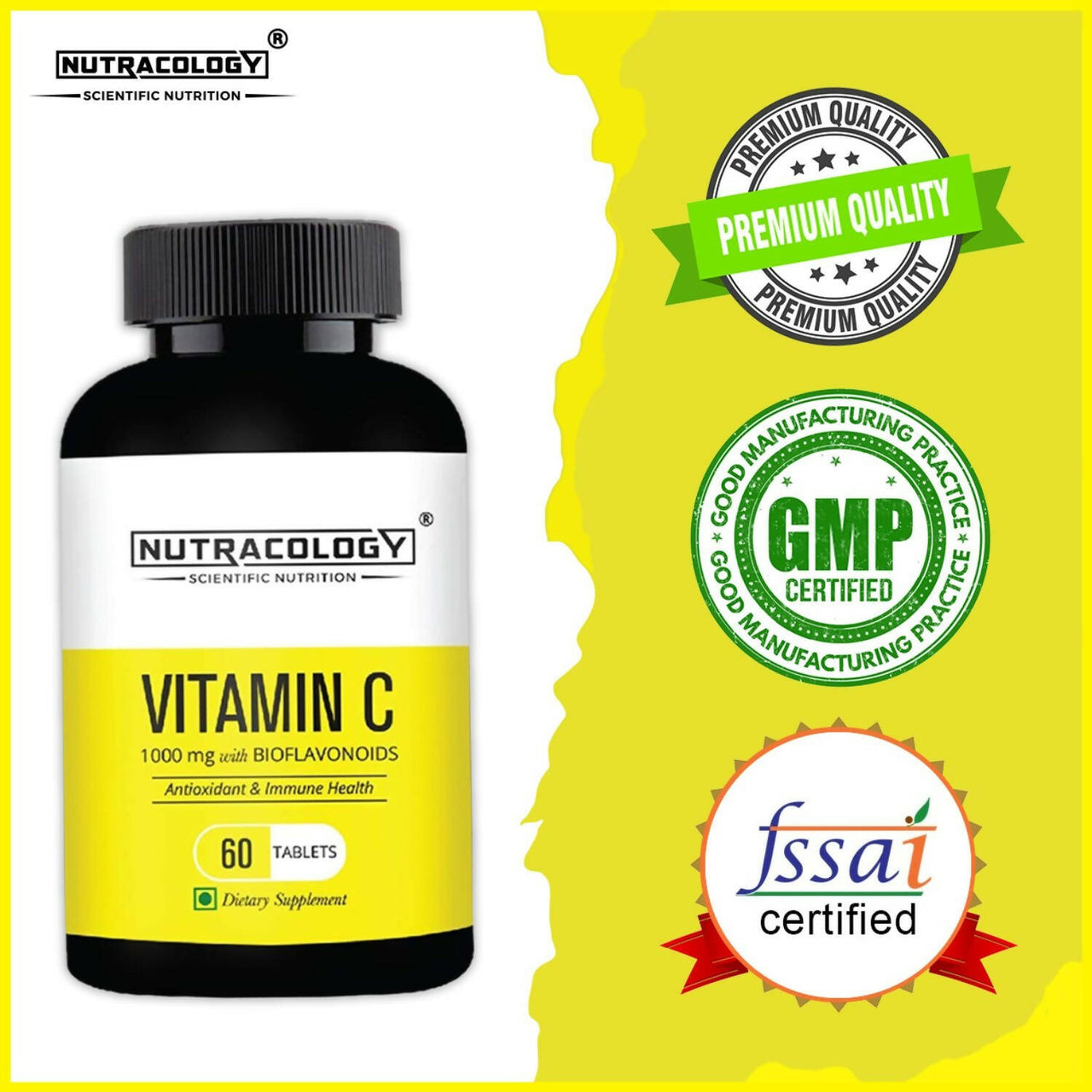 Nutracology Vitamin C 1000mg with Citrus Bioflavonoids for Immunity & Glowing Skin Tablets - Distacart