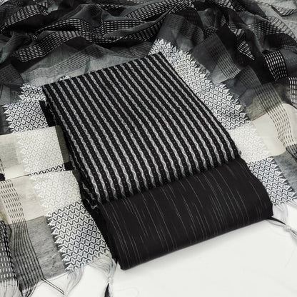 Black Cotton Jacquard Woven Unstitched Dress Material - Amara - Distacart