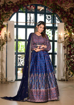 Thumbnail for Women's Wedding Traditional Blue Dull Satin Lehenga Choli - Kaushlya - Distacart