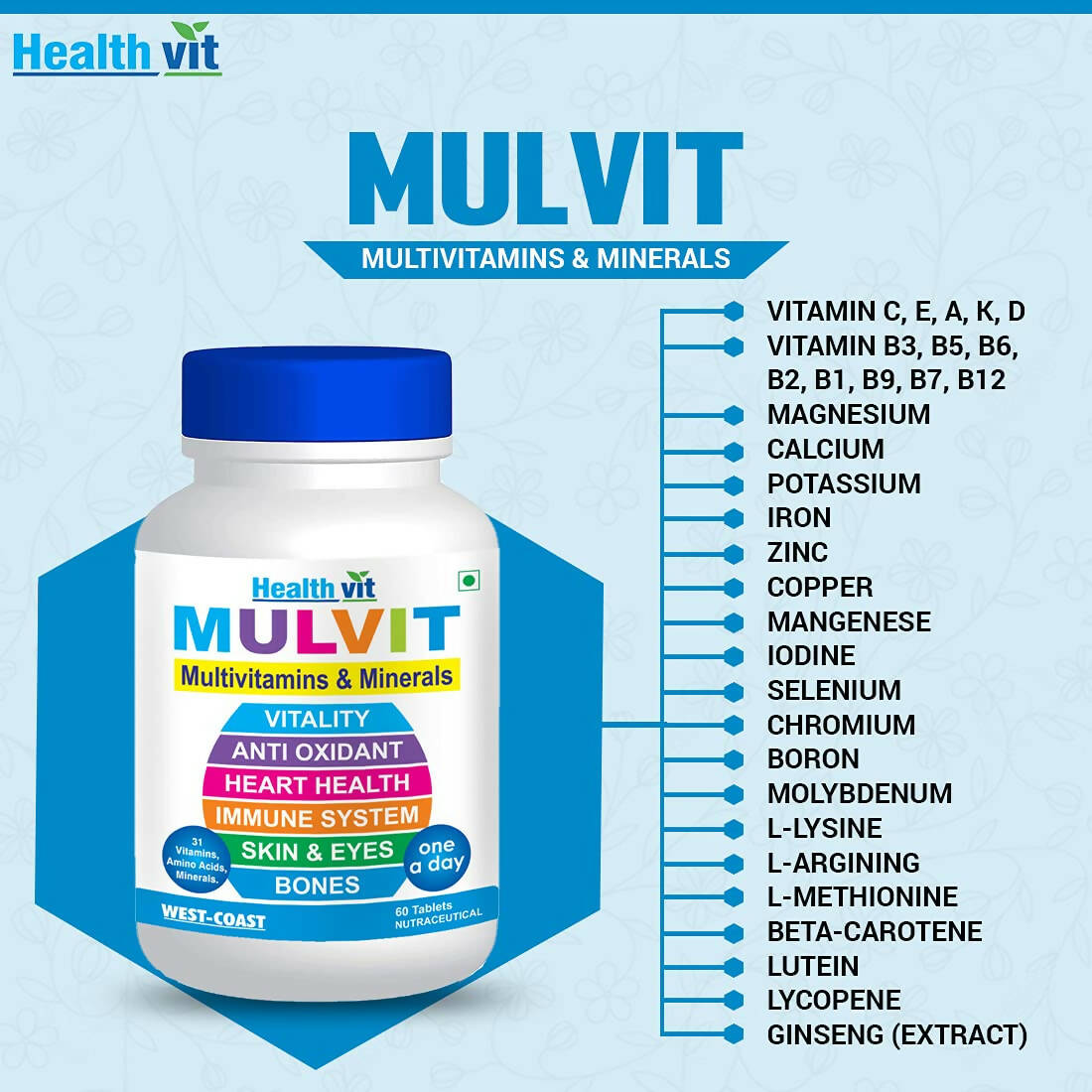Healthvit Mulvit Multivitamins and Minerals Tablets - Distacart