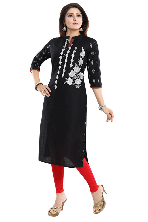 Snehal Creations Designer Long Raw Silk Embroidery Kurti - Distacart