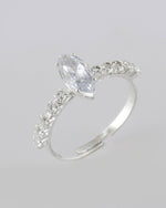 Thumbnail for VOJ white CZ-detail Stainless Steel Cubic Zirconia Silver Plated Adjustable Finger Ring - Distacart